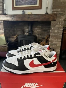 Nike Dunk Low Panda Red Swoosh UK 9.5 EU 44.5 BNIB - Picture 1 of 6