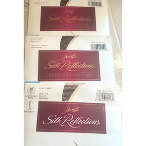 Hanes Silk Reflections 3 Pair Size EF 2 Pair Gentlebrown 1 Pr Quicksilver Contro - Picture 1 of 5