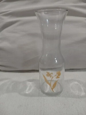Vtg Rare MCM Libbey Glass Carafe Decanter w/ Gold Accent Modern Floral Design - Image 1 of 4
