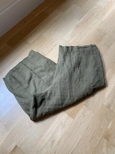 FLAX Linen Pants Womens Plus Size 2G Lagenlook Wide Leg Green Elastic Pull Waist - Picture 1 of 8