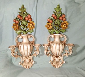 Vintage Homco Dart 1965 Colorful Plastic Wall Sconce Flowers and Fruit. Decor. - Picture 1 of 10