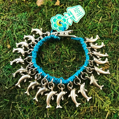 HOTI Turquesa Cáñamo Hecho a Mano Cáñamo Cáñamo Cáñamo Cucaracha Clip It Dije Pulsera Delfines Foto 1 de 2