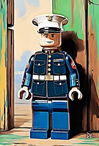 US Marine Corps Officer "The Minifig" Original Pop Art Print - 13 x 19 Poster - Picture 1 of 1