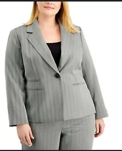 LE SUIT WOMEN PLUS SIZE HERRINGBONE ONE-BUTTON BLAZER BLACK MULTI COLOR SIZE 18W - Picture 1 of 12