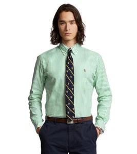 $125 POLO RALPH LAUREN Para Hombres Clásico Oxford Abotonado Verde Blanco Rayas 2XL - Imagen 1 de 1