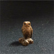 Antique Japanese Netsuke of an Owl Wooden 30 mm x 20 mm