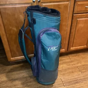 Datrek Tier 3 Smart Golf bag Women's 4 Way With Rain Cover Vtg Green Purple - Picture 1 of 10