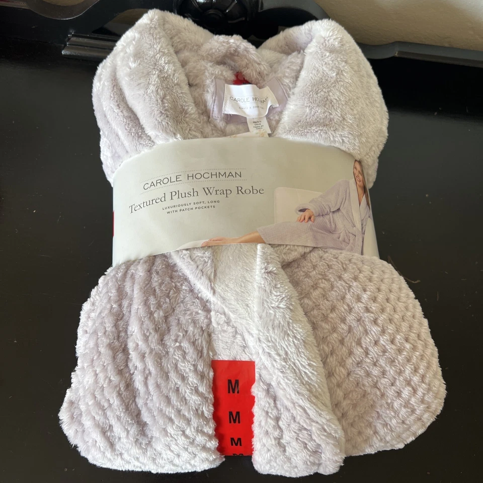 Carole Hochman Ladies Textured Plush Wrap Robe Purple Medium
