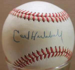 "CARL HUBBELL" HALL OF FAME SIGNED BASEBALL (PSA/DNA) - Picture 1 of 4
