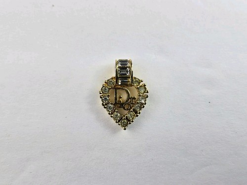 Ciondolo Christian Dior cuore strass tono oro