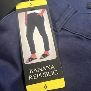 Pantalón Corto Banana Republic Mujer 6 Azul Chino Cinturón Lazos 4 Bolsillos - Imagen 1 de 9