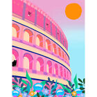 Cat in Rome Colosseum Bright Floral Huge Wall Art Print Picture 18X24 In