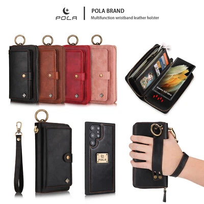 2 in 1 Magnetic Genuine Leather Card Wallet Case For Samsung Galaxy "S" Series - Image 1 of 4
