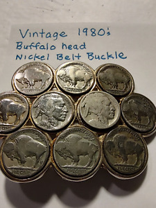 Vintage Buffalo Head Nickel Belt Buckle Unisex individual set nickels in Holder