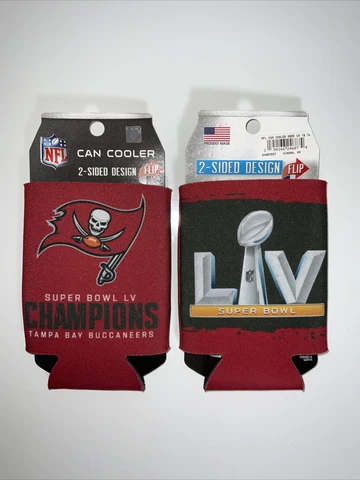 Tampa Bay Buccaneers Super Bowl Champions Set Of 2 Can Cooler Koozie Holder Cover