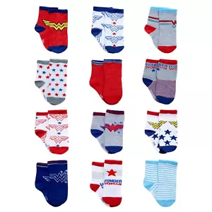 WB Wonder Woman Babysocken für Mädchen 0-6, 6-12, 12-24 Monate, 12er Pack - Bild 1 von 5