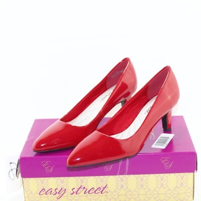 EASY STREET Mujer Punta Slip On Tacón Medio Vestido Zapatos de salón Talla 6.5 W Rojo NUEVO Foto 1 de 4