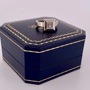 CHOPARD 18K White Gold Square Happy Floating Diamond Ring !! Size 6 - Picture 1 of 8