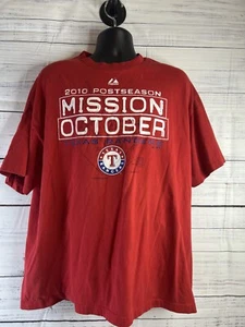 T-shirt baseball vintage Y2K Majestic uomo XL Texas Rangers MLB - Foto 1 di 9