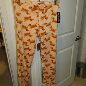 Hot Dog Dachshund Dog Yellow Mustard Pajama Lounge Pants Bottoms M Medium - NWT - Picture 1 of 5