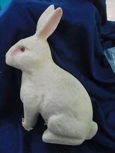 CONEJO DE PASCUA PAPEL MACHÉ VINTAGE con OJOS DE CRISTAL ~ 10" - Imagen 1 de 7