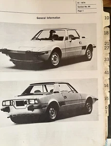 Manual de servicio Fiat X-1/9 1974. Motores Fiat Roosevelt - Imagen 1 de 8