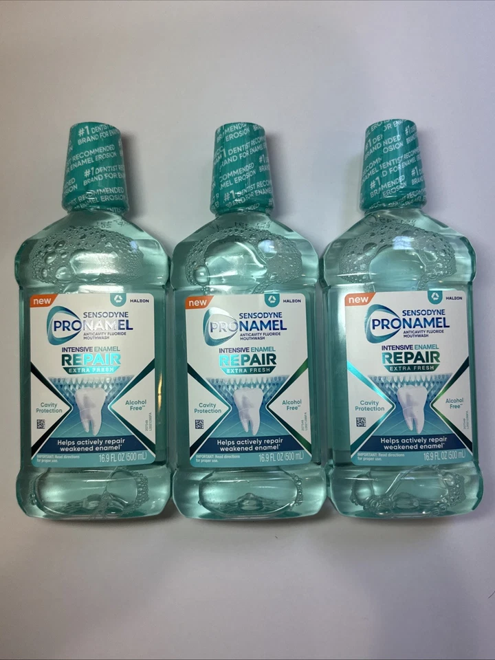 Enjuague bucal reparador intensivo de esmalte SENSODYNE PRONAMEL 3,9 OZ, extra fresco 16,9 oz Foto 1 de 1