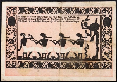 BÖBLINGEN and SINDELFINGEN 1923 "A Swabian Goes to India" 100,000 Mark Notgeld - Image 1 of 2