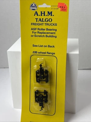 AHM B P-220-084 HO Scale ROLLER BEARING TRUCKS W/WHEELS & HORN-HOOK COUPLERS - Image 1 of 3