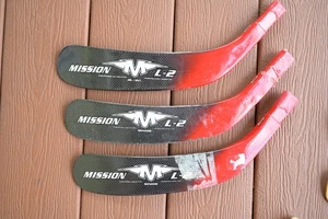 MISSION HOCKEY BLADE LEFT BLACK/RED ROUND TOE NEW 3-pack! junior size - Picture 1 of 2