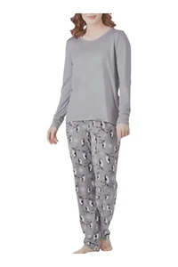 AnyBody Damen Jersey bedruckt Schlafset Bindebund grau/Pinguine - Bild 1 von 1