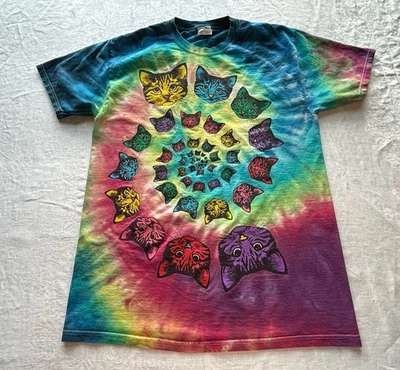 Camisa De Colección Y2K Tie Dye Grateful Dead Psicodélica Gato M Fruta del Telar Foto 1 de 4