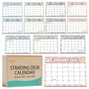 Floral Small Desk Calendar 2025-2026 Standing Flip - Small Desktop Calendar - Picture 1 of 8