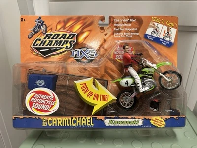 2000 Road Champs MXS Ricky Carmichael #4 Dirt Bike Toy Kawasaki Sound Rare New - Image 1 of 4