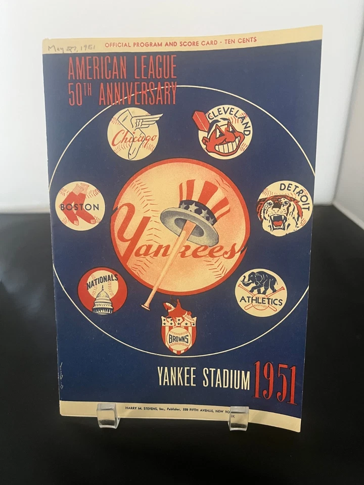 Yankees Scorecard 1951 Mantle # 6 (2) Tickets and more ! - Image 1 of 4
