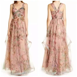 PatBO Blumendruck Tüll volle Länge Kleid Perlen Pailletten bestickt 6 Neu mit Etikett - Bild 1 von 13