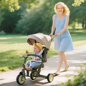 5 in 1 Kids Trike with Adjustable Backrest, Foldable Baby Trike - Picture 1 of 34