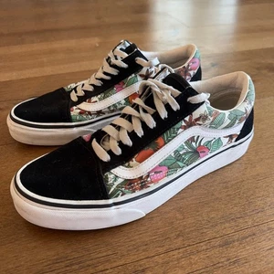 Vans Old Skool Men’s 7 / Women’s 8.5 Black White Tropical Floral Print Sneakers - Bild 1 von 9