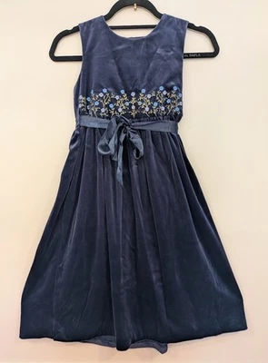 Vestido Laura Ashley Midi Flores Terciopelo Sin Mangas Niñas 9 Azul Marino Foto 1 de 4