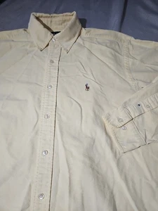 Vtg Ralph Lauren Shirt Men 15.5 32/33 Yellow Flesh Pony Oxford Classic Preppy - Picture 1 of 14