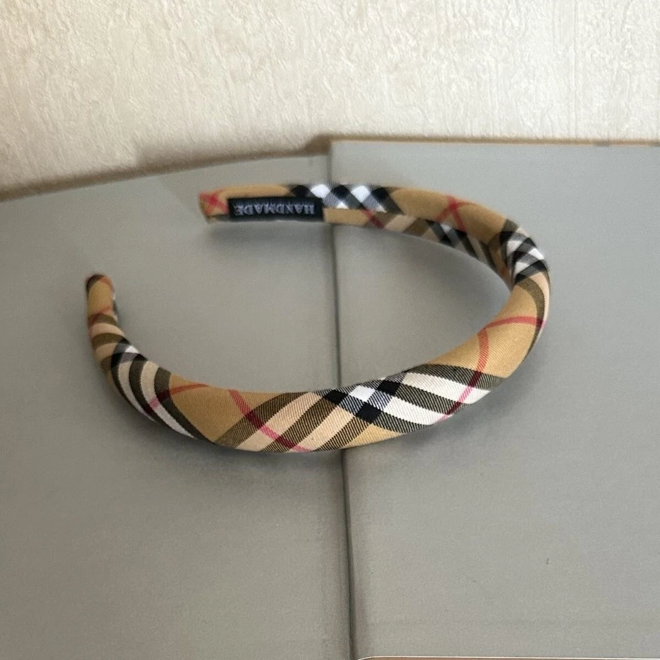 Beige Plaid Headband Hair Band Head Wrap Fashion Classic Tartan - NEW - Image 1 of 3