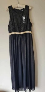 Boohoo - BRAND NEW - Boutique Lia Lace & Metallic Maxi Dress Size 18 - Picture 1 of 6