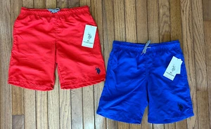 New U.S. Polo Assn. Boys Lot Of 2 Swim Shorts Trunks Pockets Sz LARGE 10-12 (F3) - Picture 1 of 7