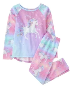 TCP Girls Pajamas Set Pink 4 Colorful 2 Pieces Top And Pants Unicorn Graphics - Picture 1 of 12