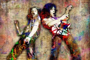 Van Halen Poster,  Eddie Van Halen David Lee Roth Pop Art Fine Art Free Ship US - Picture 1 of 5
