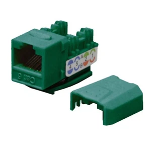 Paquete de 100 conectores Ethernet Keystone Cat6 perforados 45 grados verde 110 8P8C RJ45 - Imagen 1 de 3