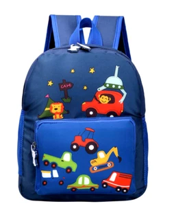 Childrens Supportive Backpack Fun Cartoon Car Design Blue 12" School Book Bag - Picture 1 of 18