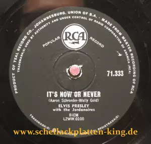 Elvis Presley 78 RPM / It`s Now Or Never & A Mess Of Blues (14-0221) - Bild 1 von 3