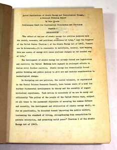 1949 Yale Brozen IMPLICATIONS ATOMIC ENERGY-nuclear, University Chicago - Picture 1 of 4