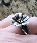 BEAUTIFUL James Avery Size 9 Flower Ring with 18kt Gold Center /925 Ring
